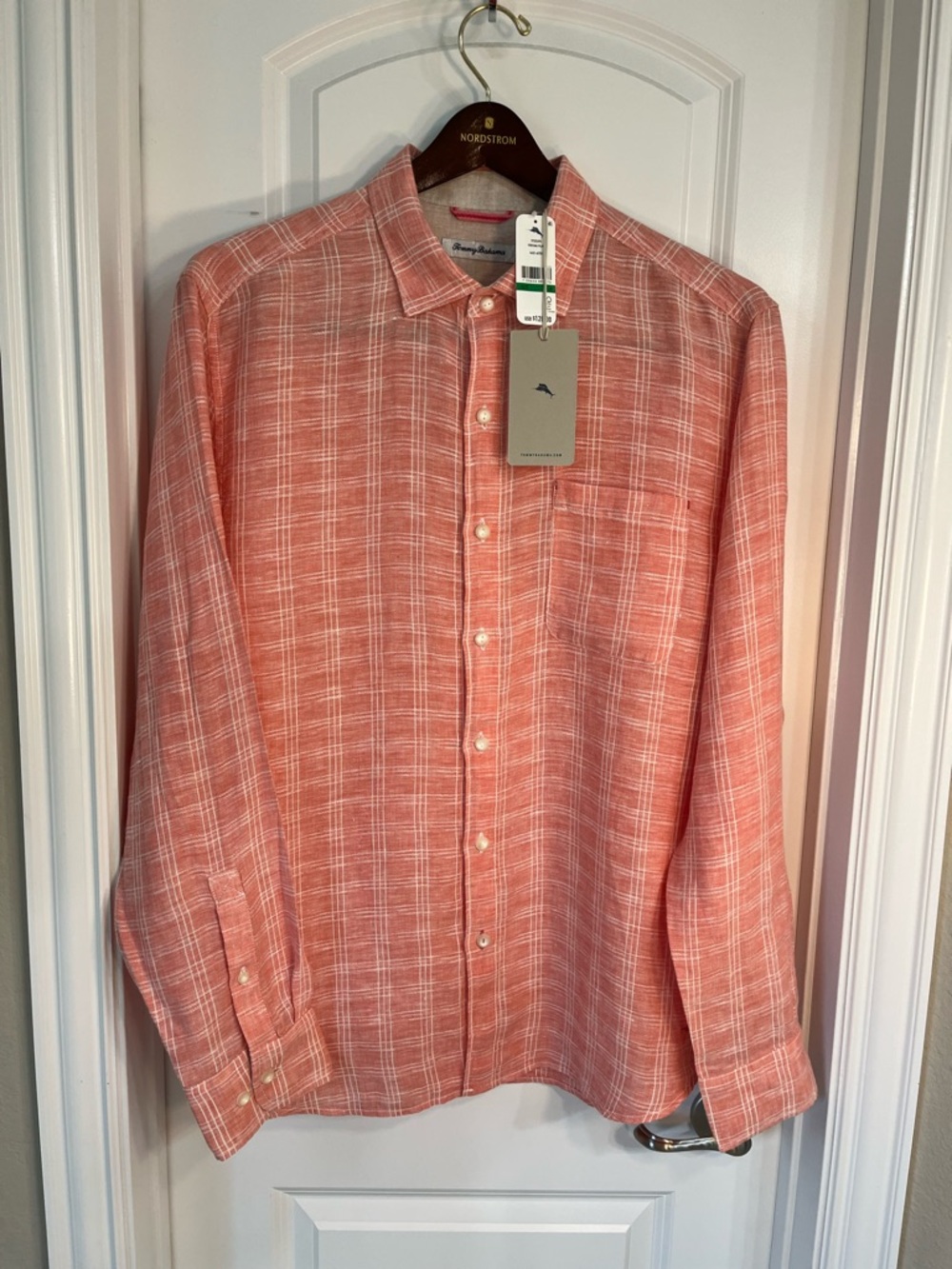 Tommy Bahama Linen Coral Plaid Linen-Blend Button-Up Shirt - Men's